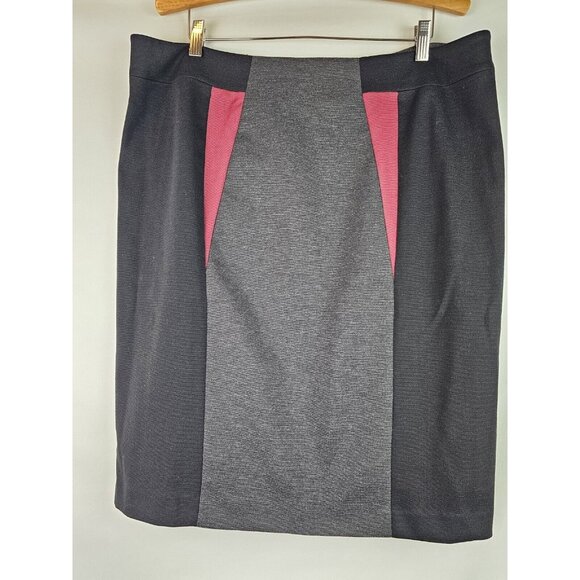 Sejour Women's Skirt Plus Size 16W Black Gray Pencil Skirt Back Slit - Picture 1 of 8